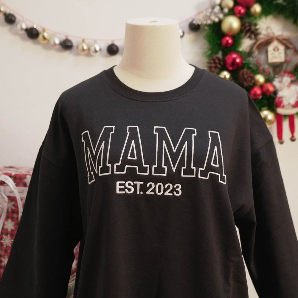 2 Black 'MAMA EST. 2023' Sweatshirts